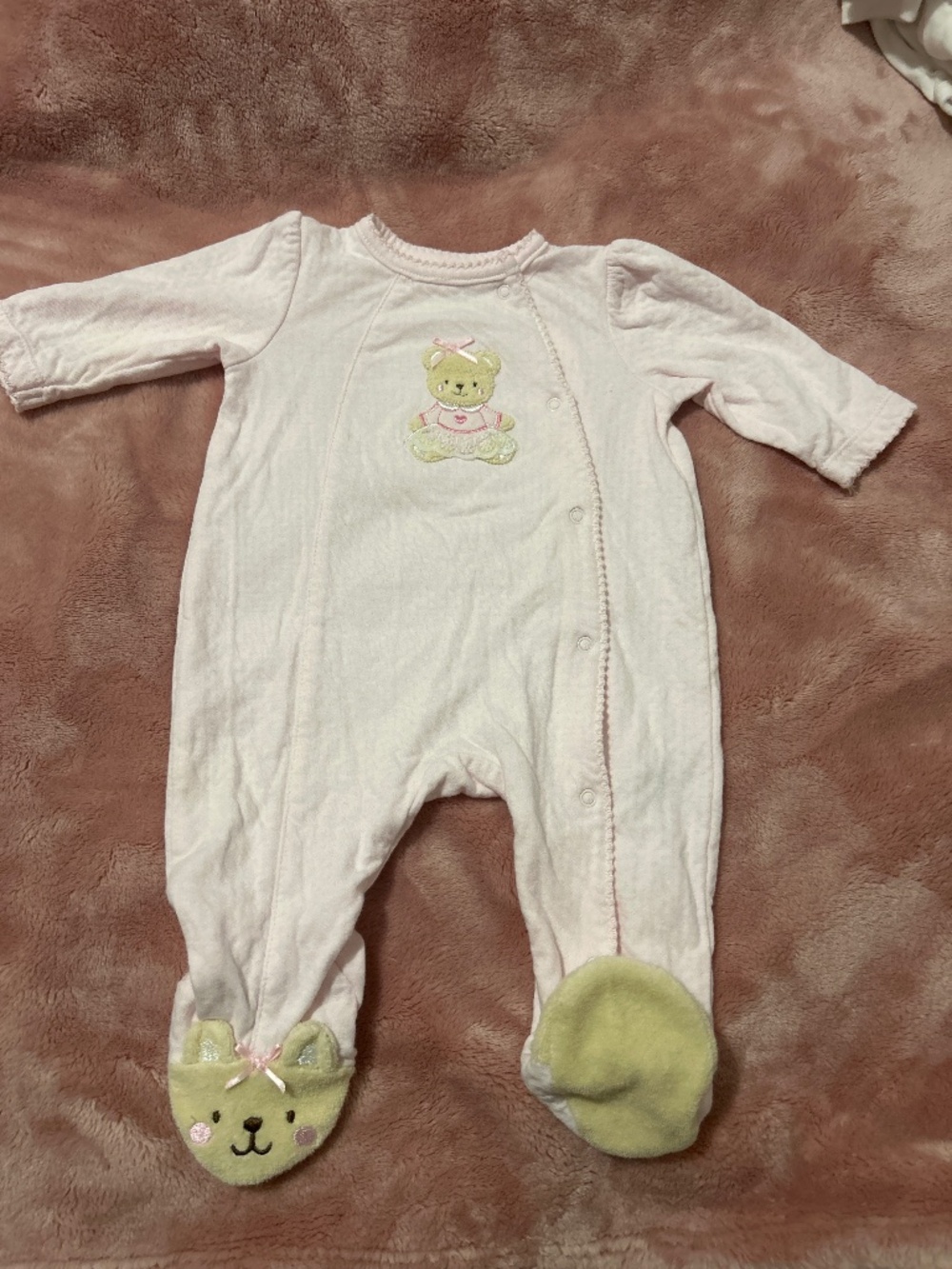 Pink bear footie